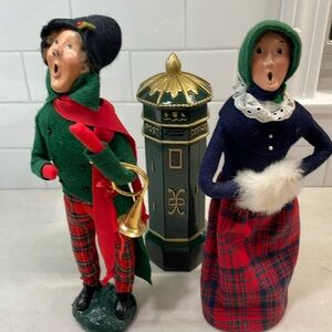 Buyers Choice man & woman Carolers with green Post Office Box.